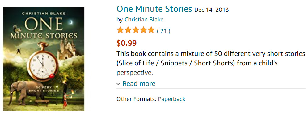 One Minute Stories by Christian Blake